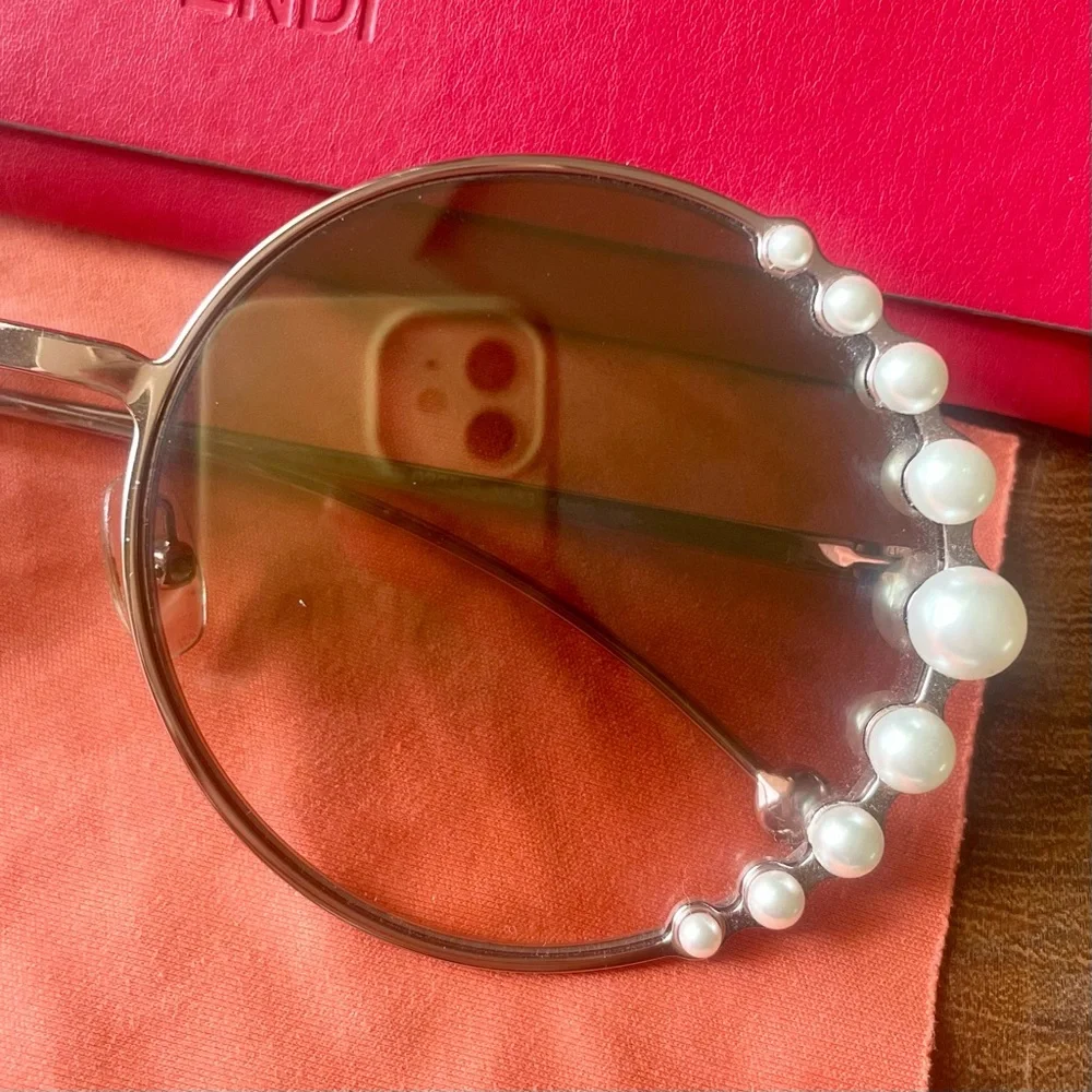 Fendi Pearls Oversized Round Sunglasses